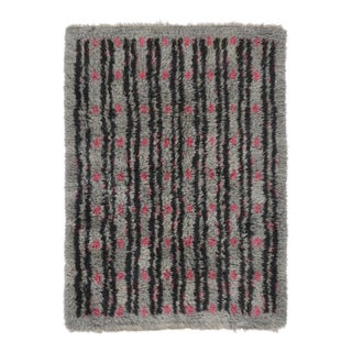 Vintage Swedish Rya Rug With Gray and Pink Geometric Pattern - Rug & Kilim For Sale