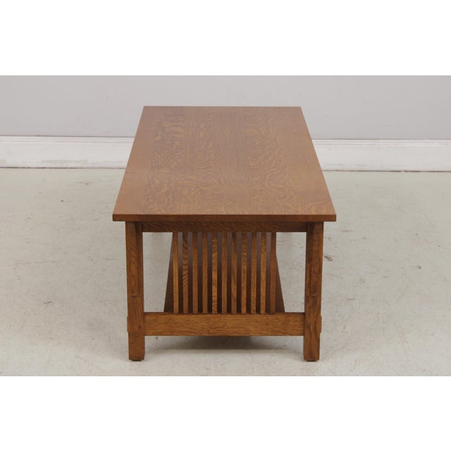 1990s Stickley Mission Oak Arts & Crafts Coffee Table For Sale - Image 5 of 14