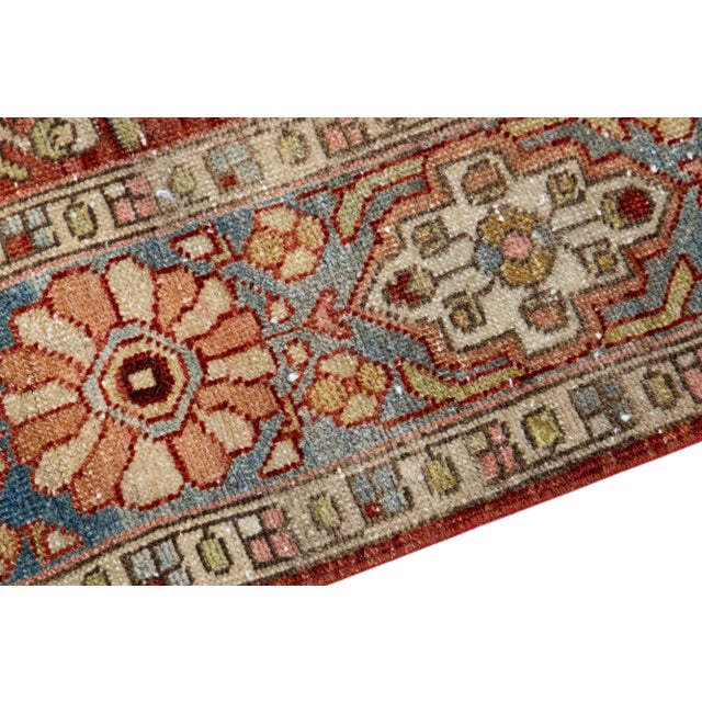 Antique Bakhtiari Persian Handmade Medallion Rust Scatter Wool Rug For Sale In New York - Image 6 of 11