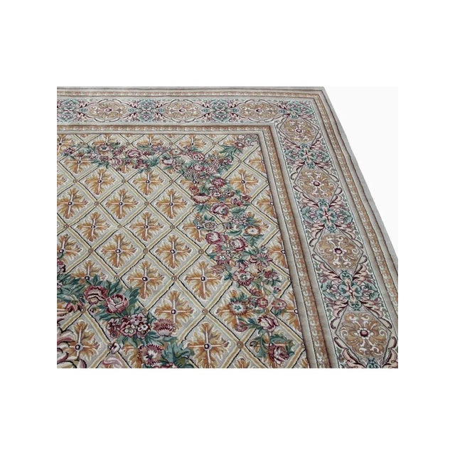 Handwoven Savonnerie Area Rug 9x11 For Sale - Image 9 of 12