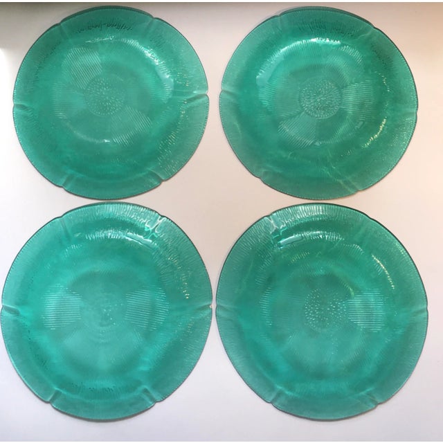Vintage Forte Crisa Floral Green Glass Plates Set of 4 Chairish