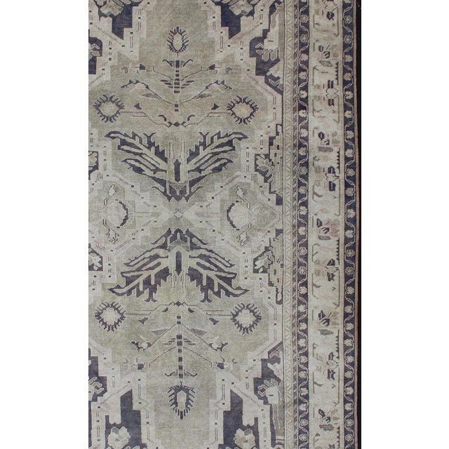 Dual medallion design Turkish vintage rug in neutral tones, dark blue and taupe, Keivan Woven Arts / rug en-165961,...