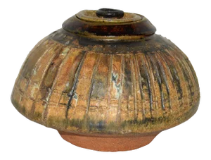 1960s Dambach Earthenware Pottery Lidded Vase Vessel
