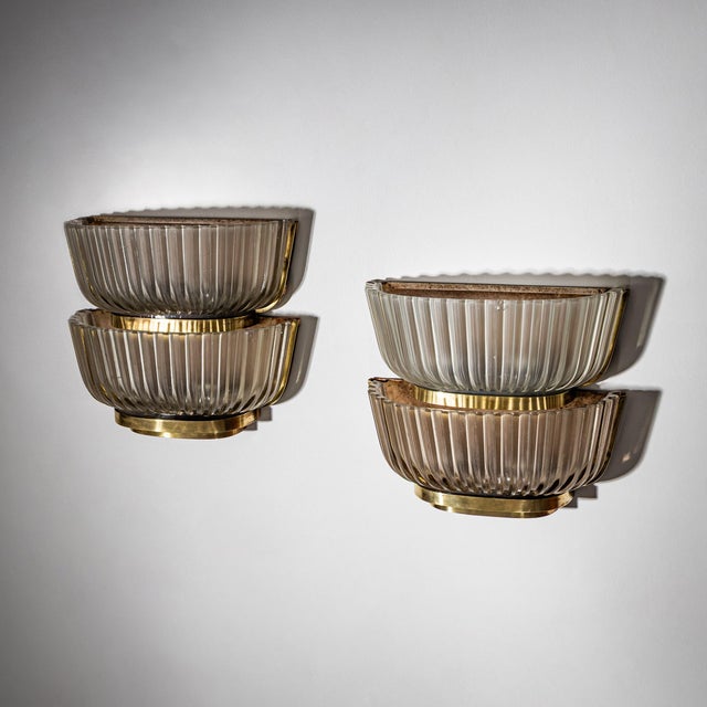 Art Deco Glass Wall Lights attributed to Archimede Seguso, Italy, 1940s, Set of 2 For Sale - Image 6 of 11