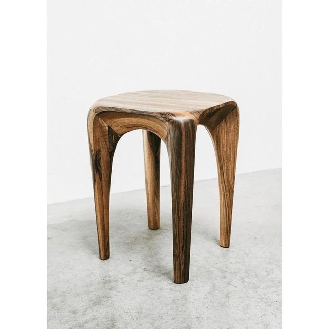 Handmade walnut tabouret by Maxime Goléo. Unique piece. Dimensions: W 38 x D 38 x H 50 cm. Materials: French walnut. Each...