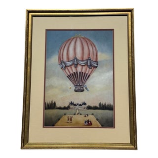 Mid 20th Century The First Ascent by a Woman Hot Air Balloon Print by Alexandra Churchill For Sale