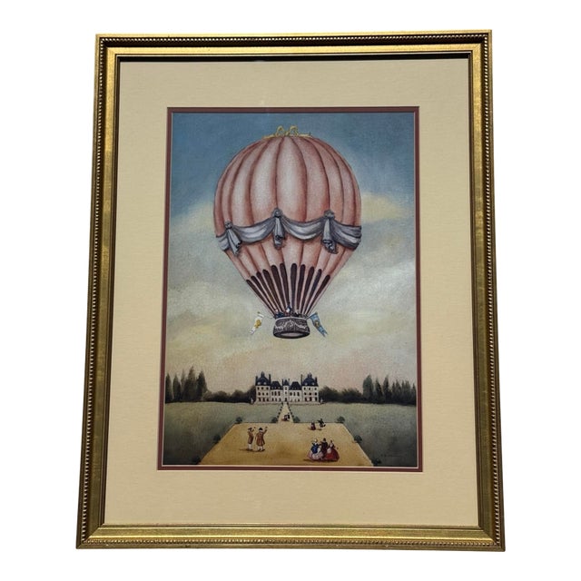Mid 20th Century The First Ascent by a Woman Hot Air Balloon Print by Alexandra Churchill For Sale