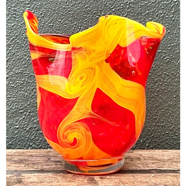 Vintage Italian Art Glass Vase After Murano For Sale - Image 11 of 12