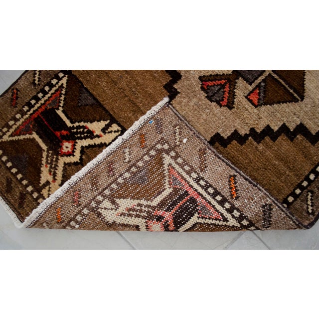 1970s Hand Knotted Turkish Small Rug Boho-Chic Accent Rug Enrty Decor Door Mat 22"x40" For Sale - Image 10 of 10