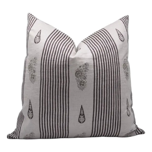 Fabdivine Handcrafted Block Print Cushion Cover 20x20 Inch Pure Linen-Urban Flag For Sale