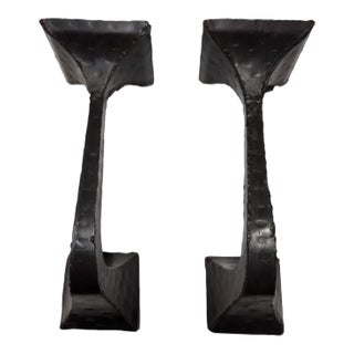 Pair of 1920s Mission Sconces in Hammered Bronze For Sale