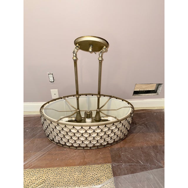Contemporary Murray Feiss Lucia Oval Chandelier in Burnished Silver For Sale - Image 3 of 10