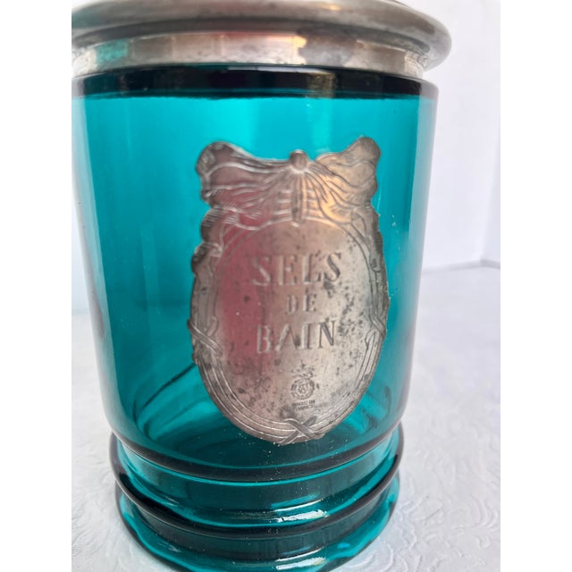 French Apothecary Glass/Pewter Bath Jar Set For Sale - Image 4 of 15