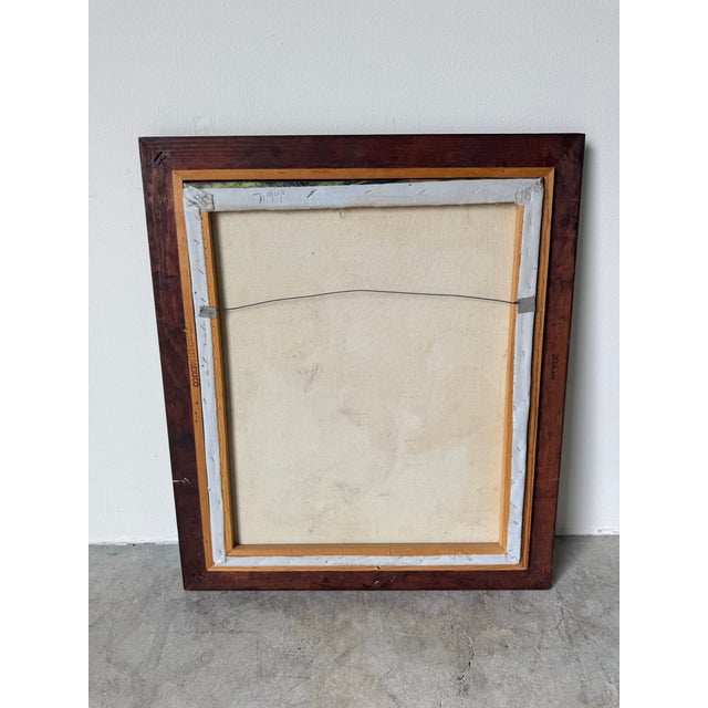 1970s Vintage Bruce Figurative Floral Market Scene Oil on Canvas Painting For Sale - Image 10 of 10