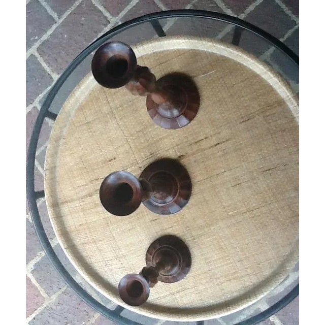 Rustic Bombay Metal Candle Holders in Antique Brown Finish - Set of 3 For Sale - Image 3 of 7