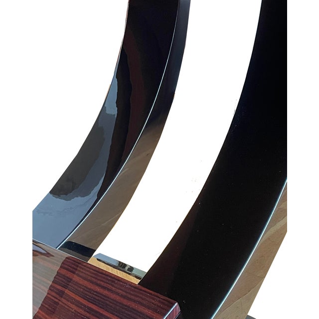 Art Deco Dining Table in Makassar Ebony and Black Lacquer with Gondola Base, 1930 For Sale - Image 17 of 18
