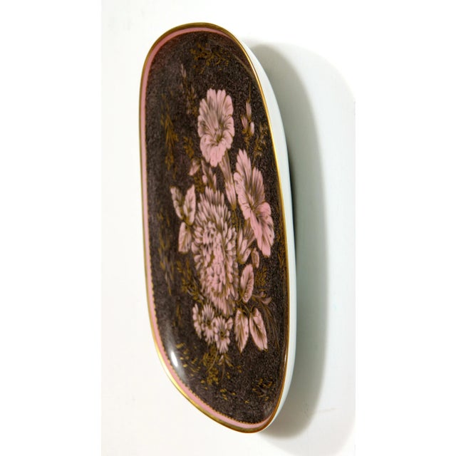 Rustic European Vintage 1950's Rosenthal China Pink & Gold Florida Wall Charger Plate For Sale - Image 3 of 8