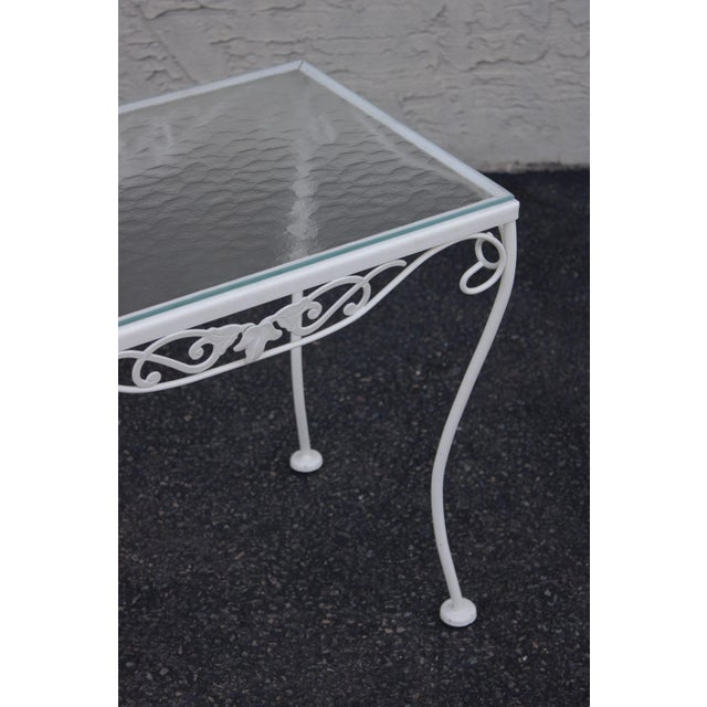 Vintage Wrought Iron And Glass Patio Side Table For Sale - Image 9 of 15