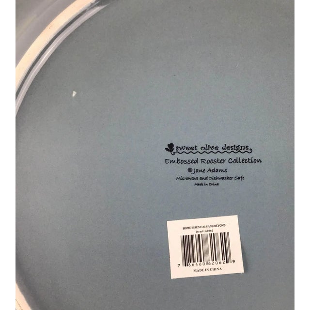 Ceramic Blue Ceramic Rooster Plate For Sale - Image 7 of 10