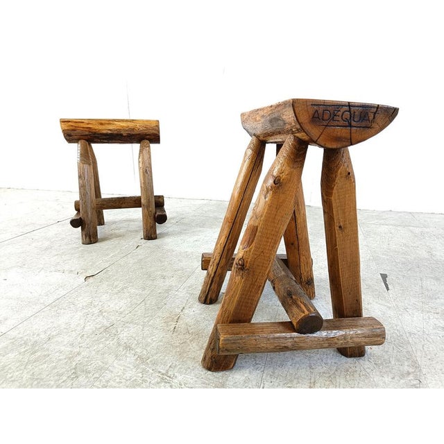 Vintage Wooden Stool, 1970s For Sale - Image 11 of 14