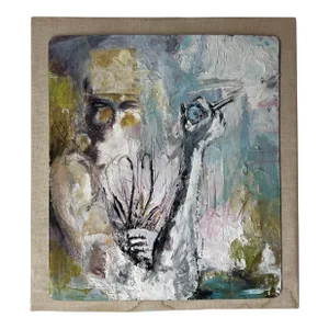 1980's S. M. Johnson Mixed Media Expressionist Abstract Painting