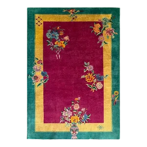 Antique Art Deco Chinese Rug 6' X 8'8"