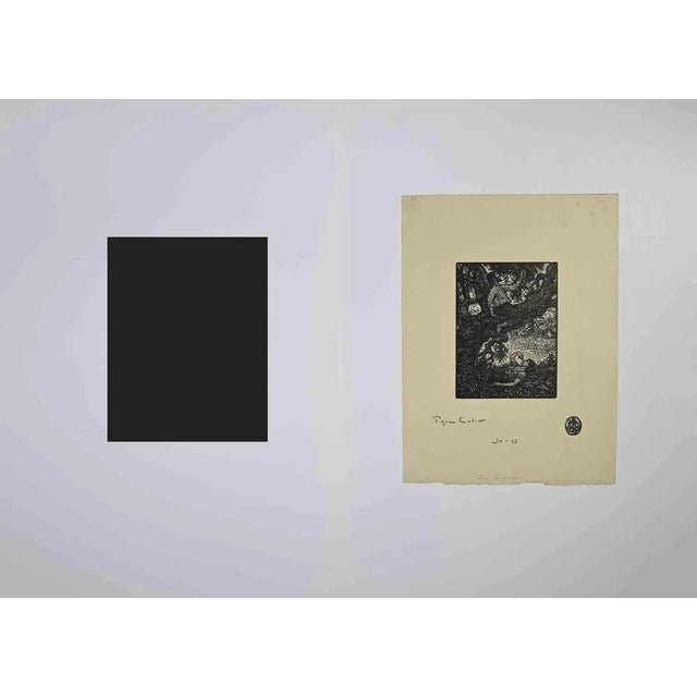 Le Cerisier is an artwok realized in 1902 by the French Artist Paul Emile Colin . Black and white woodcut on paper. Hand...