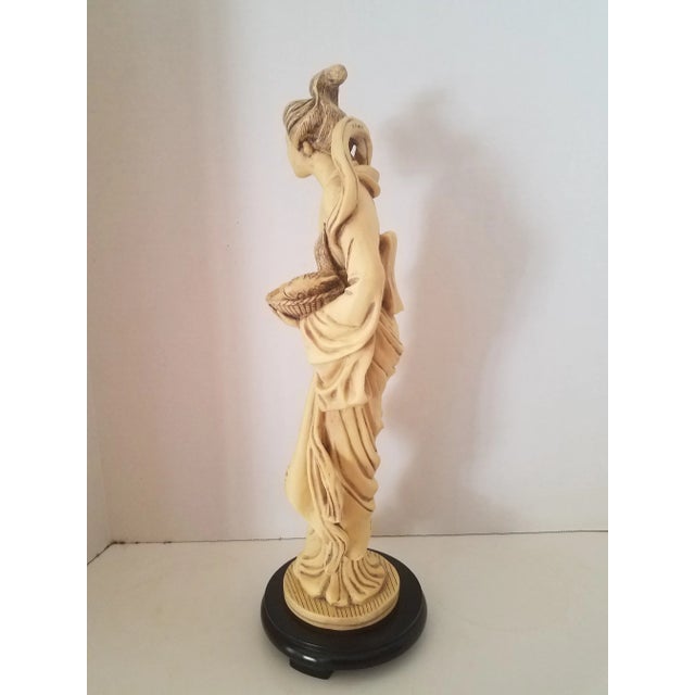 Vintage 1960s Asian Hand Carved Alabaster Figurine W/ Four Footed Resin Base, From Italy For Sale - Image 9 of 13