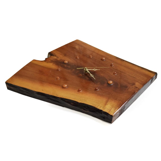 Contemporary Handmade Natural Burl Slab Live Edge Wood Wall Clock For Sale - Image 3 of 8
