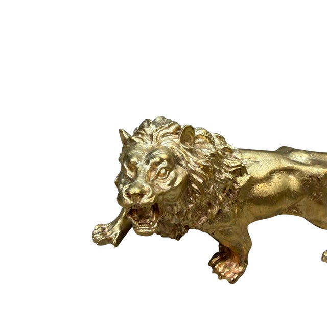 2020s Solid Brass Roaring Lion Sculpture For Sale - Image 5 of 9