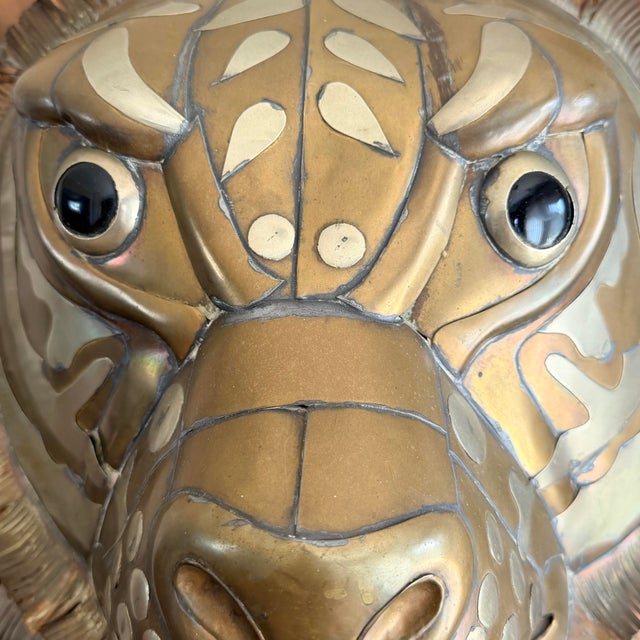 Mid-Century Modern Mid 20th Century Large Sergio Bustamante Brass & Copper Tiger Head Sculpture, Signed & Numbered 88/100 For Sale - Image 3 of 12