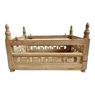 Antique Carved Wood Jhula Box For Sale