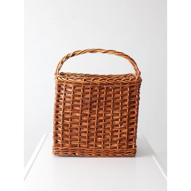 Mid 20th Century Vintage Wicker Market Basket For Sale - Image 5 of 15