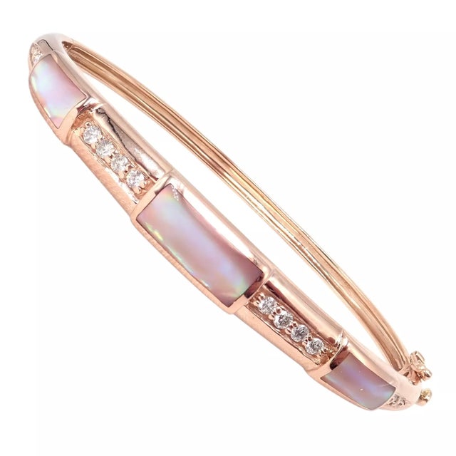 Contemporary Kabana Rose Gold Diamond Mother of Pearl Bangle Bracelet For Sale - Image 3 of 11