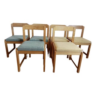 Scandinavian Chairs in Elm and Fabric, 1960s, Set of 6 For Sale