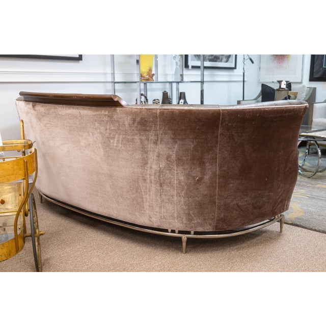 Textile Custom Made Schnadig Furniture Faux Snake Skin & Dusty Rose Velvet Sofa For Sale - Image 7 of 8