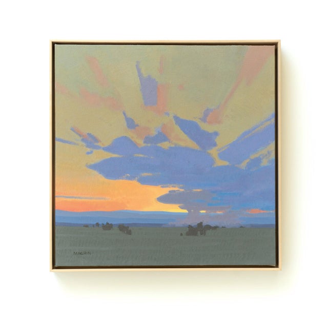 Across Hope presents a serene landscape at dusk, where soft hues of lavender and peach blend seamlessly into the sky,...
