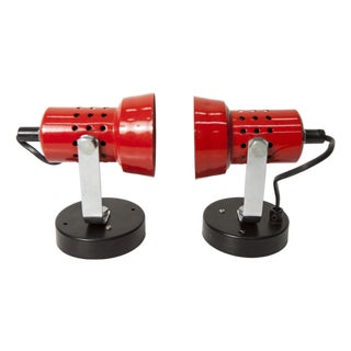Red and Black Wall Lights, 1970s, Set of 2 For Sale