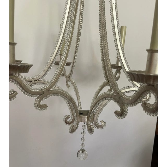 Metal Chapman & Myers for Visual Comfort Signature Oslo Small Chandelier in Burnished Silver Leaf With Crystal For Sale - Image 7 of 9