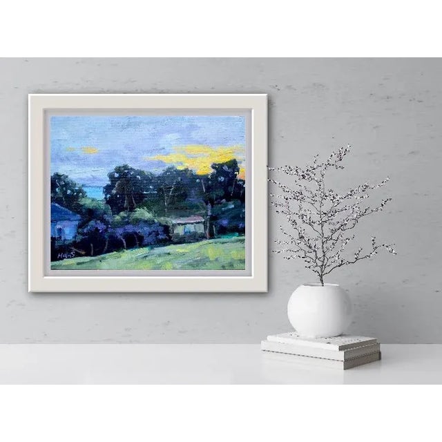 Quiet Places & Journeys — Sunset, Mendocino Original oil painting by Haas, 14 x 11 unframed canvas panel, signed. An...