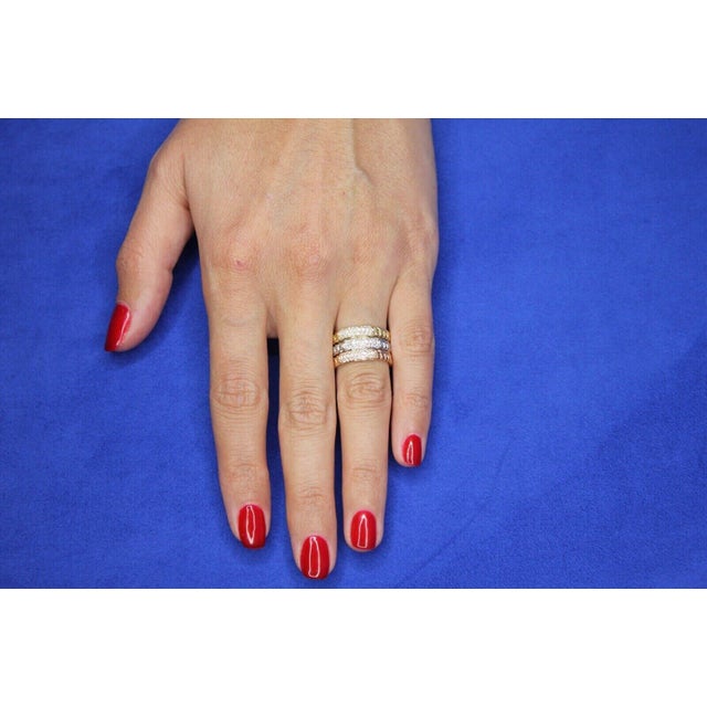 Gold Brilliant Cut Diamond Pave Set Medium Stackable Curb Link Cocktail Statement, Size 6.5 For Sale - Image 8 of 10