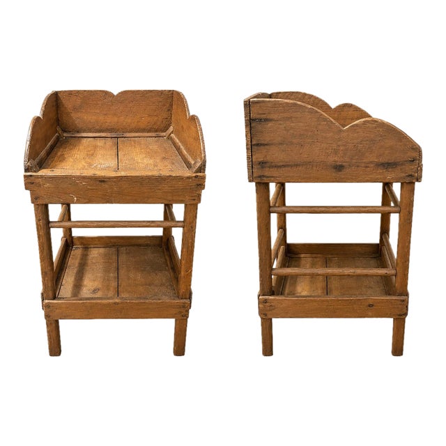 Late 19th C. Primitive Pine Washstand With Rare Baltimore Shipping Crate Advertising Marks, Pair For Sale