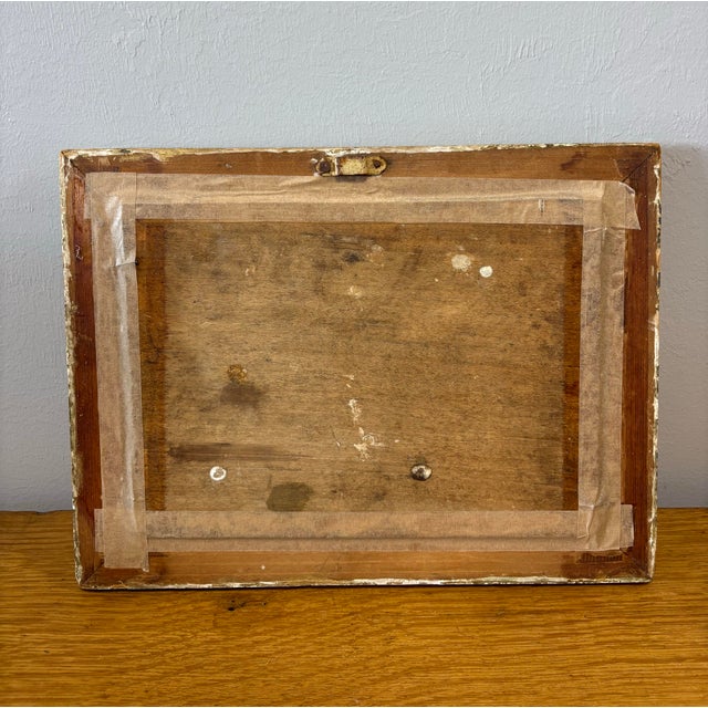 Rustic European Vintage Roses Still Life Oil on Board Painting in Gilt Frame For Sale - Image 3 of 4