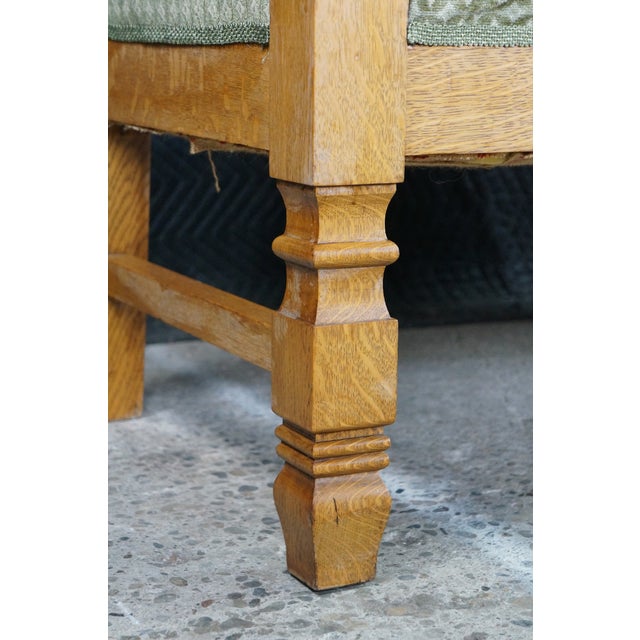 Brown Antique Victorian American Empire Quartersawn Oak Carved Settee Bench Loveseat For Sale - Image 8 of 18