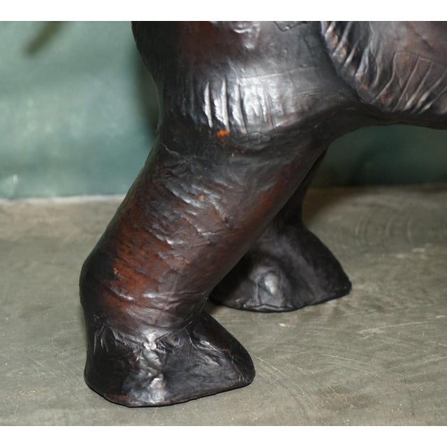 Animal Skin Large Antique Leather Rhino Ottoman by Dimitri Omersa for Libertys of London, 1925 For Sale - Image 7 of 18