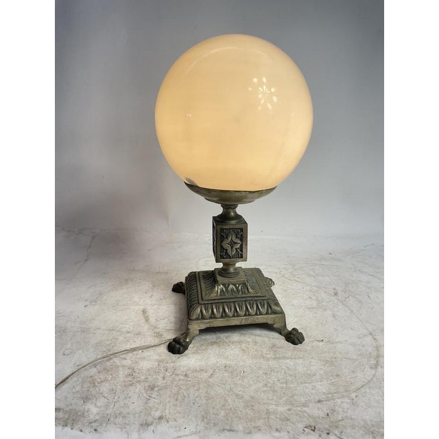 Metal Antique Glass and Metal Sphere Lamp, 1950s For Sale - Image 7 of 9
