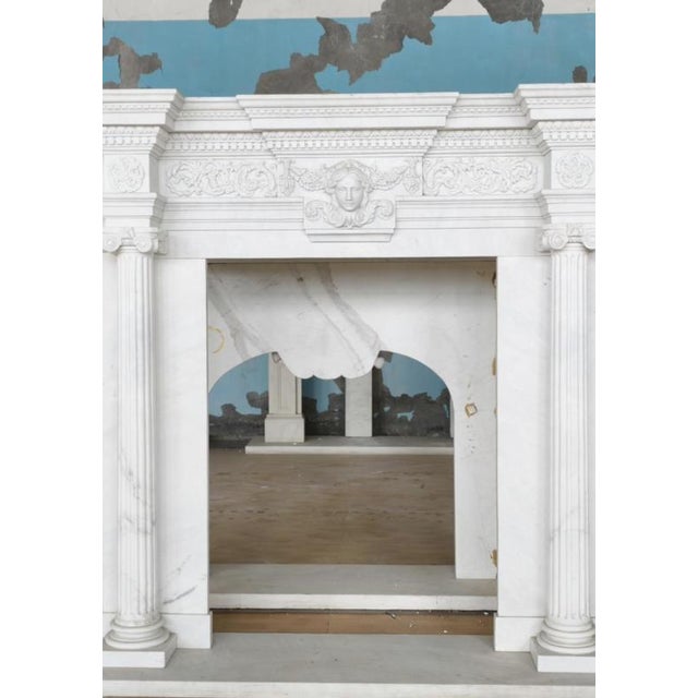 Grand Neoclassical White Marble Fireplace For Sale - Image 3 of 7