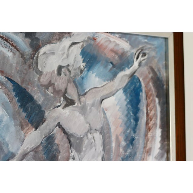 Ebbe Höglund, Leap\., 1960s, Oil on Canvas & Teak, Framed For Sale - Image 6 of 12