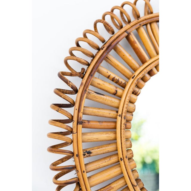 Oval Wicker and Bamboo Mirror, 1960s For Sale - Image 4 of 6
