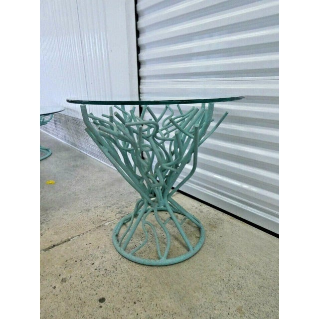 Nautical Statuesque Turquoise Faux Coral Wrought Iron Side Table For Sale - Image 3 of 9